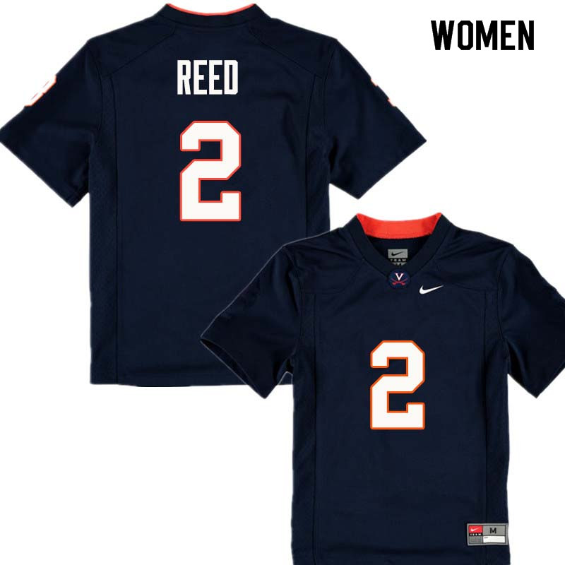 Women #2 Joseph Reed Virginia Cavaliers College Football Jerseys Sale-Navy - Click Image to Close